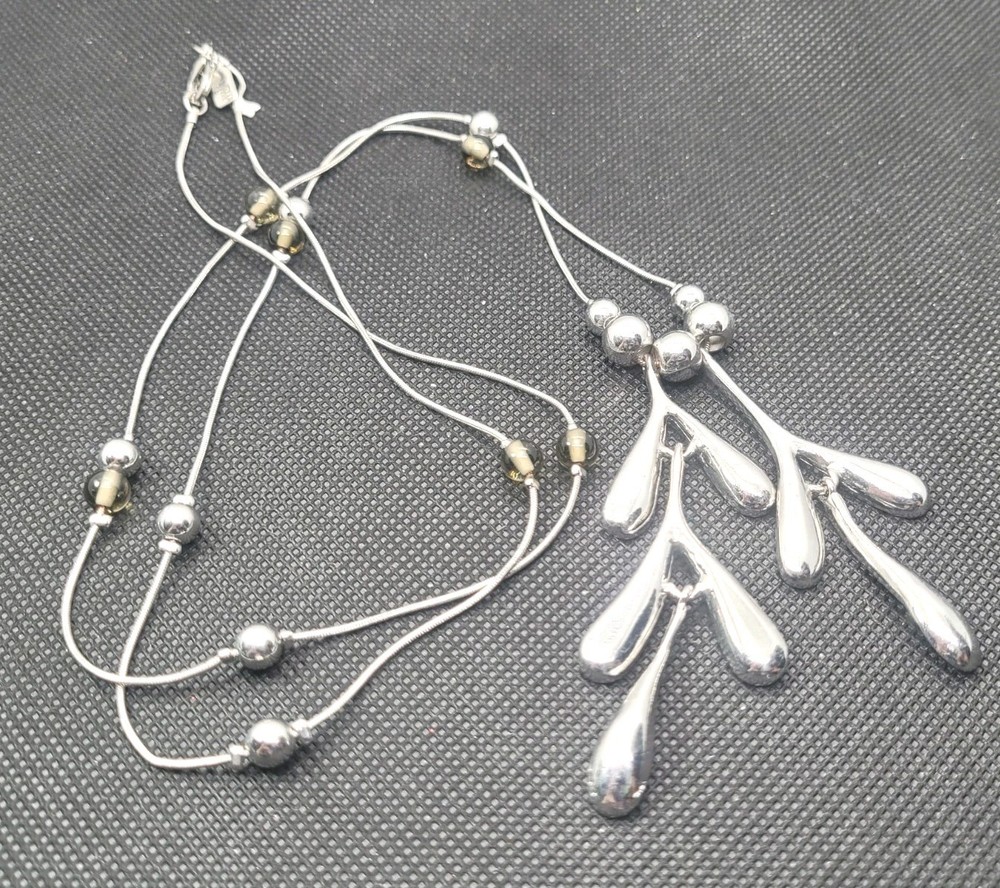 Vintage Silver Tone Chain Necklace 32in. Pedant