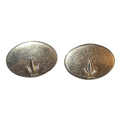 Vintage Swank Gold Tone Oval Disc With Leaf Classic Men’s Cufflinks