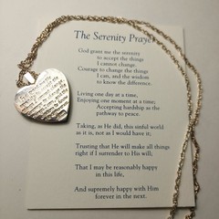 Vtg GORHAM STERLING Heart Pendant Peace Dove IOB COA Serenity Prayer EUC 🙏