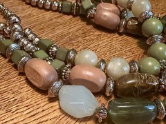 Retro Vintage BOCAR Green Multi Acrylic & Wooden Multi Strand Beaded Necklace