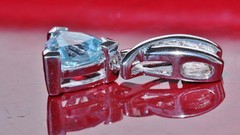 10k white gold pendant 1.07ct aquamarine diamond solitaire 1.50gr Leer Gem N363A