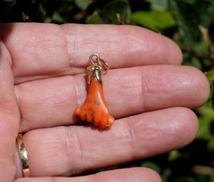 Victorian 14K Coral Figa Talisman Pendant