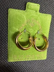 Vintage Solid 14kt Gold Earwire Gold Filled Hoop Earrings 1.34g NOS
