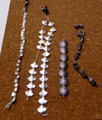 LOT OF FIVE SILVER TONE METAL BEAD STRANDS 8 – 16 mm bz8cr v88cr k50