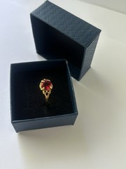 Vintage Red Cubic Zirconia Ring Gold Plated Womens Size 10