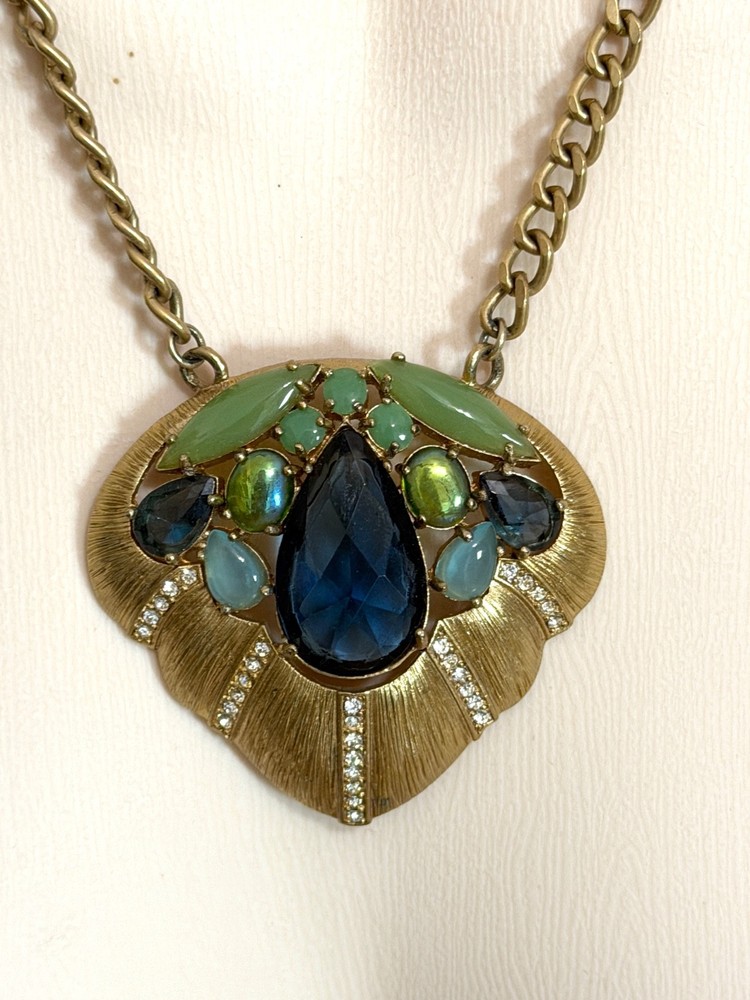 Carol Lee Lux Art Deco Statement Necklace 1950’s 60’s Rhinestones Bold Necklace