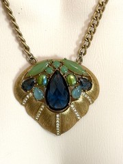 Carol Lee Lux Art Deco Statement Necklace 1950’s 60’s Rhinestones Bold Necklace