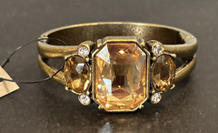Chicos Chunky Laurel Hinged Bracelet Champagne Crystals +BONUS Similar Earrings