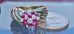 18k yellow gold ring 1.45ct diamond treated ruby sz 6.5 swirl 11.00g N3070M