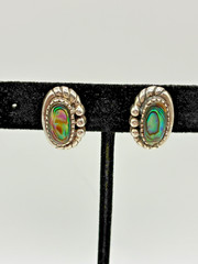 Darling Dainty Vintage 21st and Stone Abalone Sterling Silver Clip-On Earrings