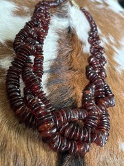 24” 3 Strand Cherry Cognac Baltic Amber Beaded Bold Statement Necklace