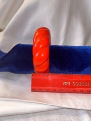 1980s Chunky Orange Lucite Twisted Rope Ribbed Bangle Bracelet