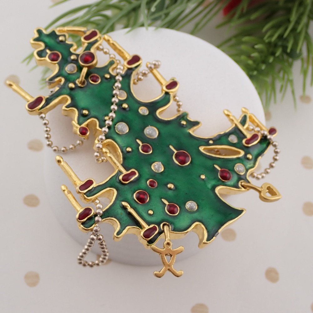 Vintage Rare MMA Met Museum of Art Draped Garland Christmas Tree Pin Brooch