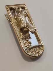 VTG Signed AJC Gold Tone “Cat Looking in Mirror Chasing Butterfly” Brooch