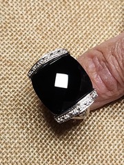 Vintage Sterling Silver And Black Faceted Stone