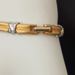 Vintage Bicolor Set Collar Bracelet Heavy Deco X-Design Link Classic Timeless