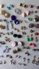 Lot 63 Pair Vintage Clip Screw Back Earrings Mixed Materials Tones Some Wear