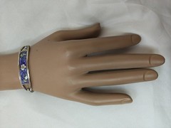 Silver Oval Hinge Clasp Sterling Stamped Made In Mexico Bracelet Inlay Abalone