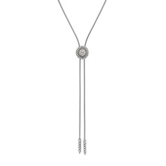 Lariat Necklace Cowgirl Pendant Slides Silver Plated Pave Rhinestone 32″