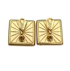 Yves Saint Laurent Purple Pink Foil Art Glass Square Clip On Earrings J672