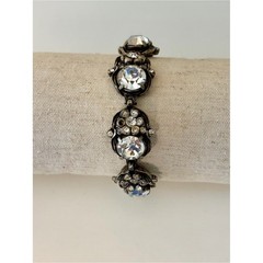 Vintage Hollycraft 1954 Clear Rhinestone Bracelet Signed Silver Tone Statement