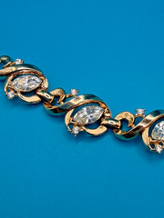 Alfred Philippe Trifari Bracelet Vtg Clear Rhinestone Marquise Stones Gold Tone