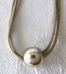 Vtg 3-Strand Snake Chain Necklace w/Sliding Bead Pendant 925 Sterling Silver