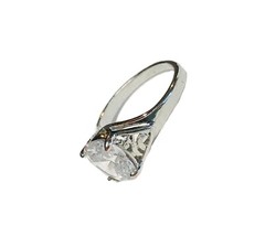 Oval 10mm Cubic Zirconia Solitaire Ring Sz 7 Silver Tone Filigree Engagement EUC