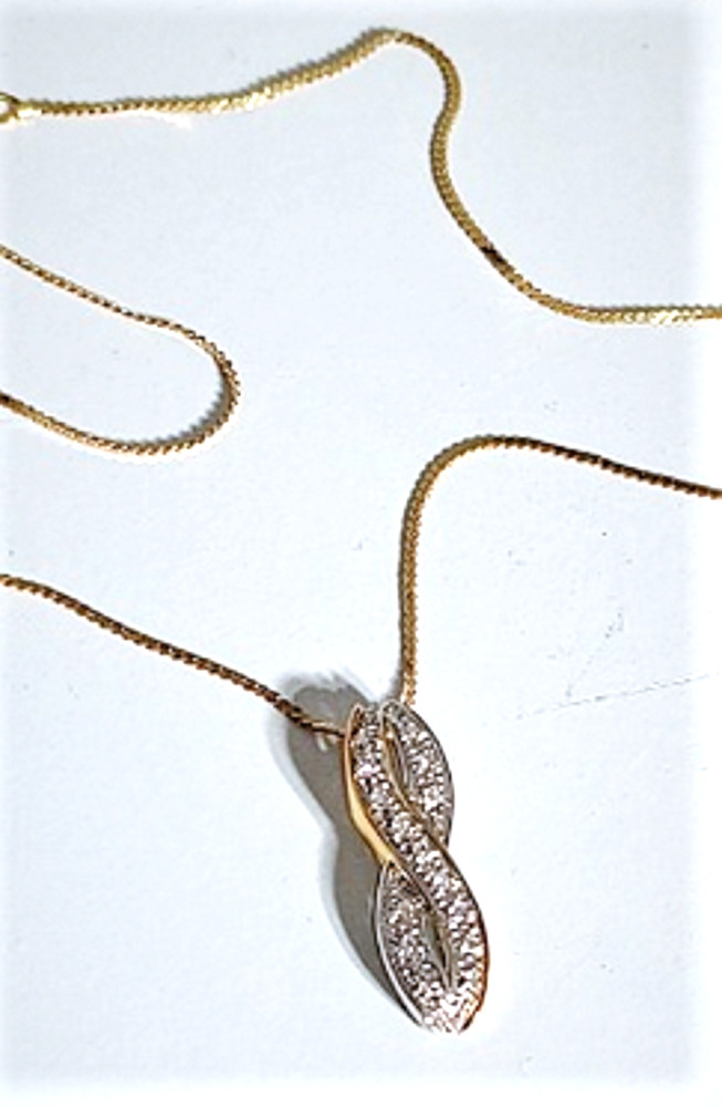Vintage 14K Gold White & Yellow Gold Diamond Infinity Pendant Necklace Lot BGE