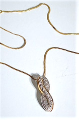 Vintage 14K Gold White & Yellow Gold Diamond Infinity Pendant Necklace Lot BGE