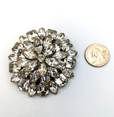 Weiss Clear Crystals Rhinestones Dome Flower Shape Vintage 1950s Brooch Pin