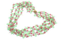 Gorgeous Patte De Verre French Couture Green Purple Acrylic Beads Necklace