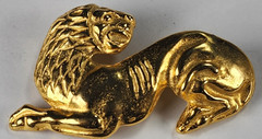 Metropolitan Museum of Art MMA Gold Washed Brass Scythian Lion Brooch Pin 1970s