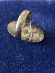 Native American Pawn Silver Montana Agate Ring size 8 1/2, 1 1/8” long, 7.2 g