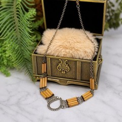 Vintage Style Light Wood Design Women’s Choker Fashion Necklace