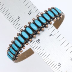 6.5″ Vintage WM Wheeler Turquoise Gemstone Copper Cuff Native Mexico Bracelet