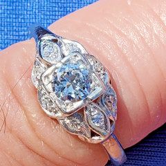 Original EARTH MINED DIAMOND Deco Engagement Ring VINTAGE PLATINUM Solitaire 8