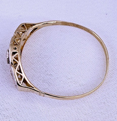 Antique 18ct Gold Art Deco Diamond Filigree Band Ring 0.06ct Natural Size 8.25