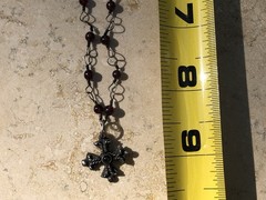 🏰 VINTAGE Garnet 925 STERLING SILVER CROSS Pattée Necklace MEDIEVAL GOTHIC 11g