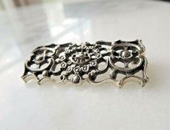 Detailed Antique Stamped 800 Silver Art Nouveau Art Deco Brooch Signed By Maker