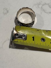 Vintage Sterling Silver 925 RL Israel Wide Hammered Rose Floral Band Ring Size 8