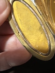Antique 18g W&H 14k Gold Filled Huge Oval Locket Repousse Guilloche Rose Pendant