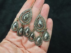 Vintage AVON “Embellished Hematite Colored Chandelier Earrings” 2008 Pierced