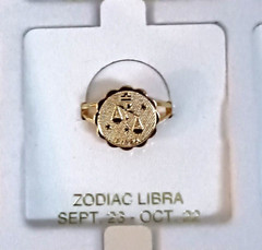 Vintage Libra Scales 9/23-10/22 Zodiac Ring Adj. Sz 5-6.5 1980’s New NOS