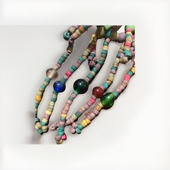 BOHO African Multi Strand Statement Necklace Wooden Carved Animals Fringe Beads
