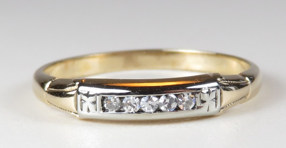 Antique Art Deco 1920’s Diamond Wedding Band 14KW/Y Ring Size 6 UK-L1/2