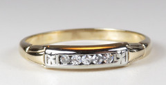 Antique Art Deco 1920’s Diamond Wedding Band 14KW/Y Ring Size 6 UK-L1/2