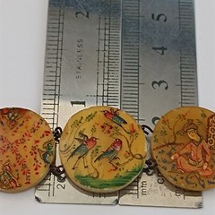Vintage Round Storyteller Bracelet Middle Eastern Painted Folk Art Birds Figures