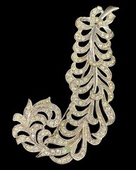 Kenneth Jay Lane KJL Encrusted Crystal Silver Tone Feather Brooch 3.25″