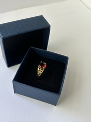 Vintage Red Cubic Zirconia Ring Gold Plated Womens Size 6.5